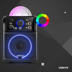 Zestaw karaoke Vonyx SBS55B z 2 mikrofonami, Bluetooth i efektem świetlnym