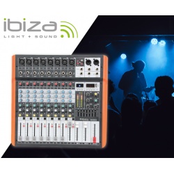 Mikser muzyczny audio MX802 8-kanałowy z USB i BT Ibiza Sound