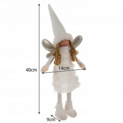 Wróżka Świąteczna anioł figurka elf dekoracja 40cm czerwona biała szara