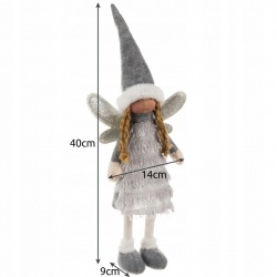 Wróżka Świąteczna anioł figurka elf dekoracja 40cm czerwona biała szara