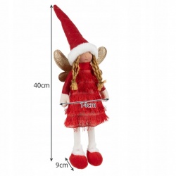 Wróżka Świąteczna anioł figurka elf dekoracja 40cm czerwona biała szara