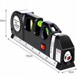 Poziomica laserowa z miarą 250 cm laser 3 libelki na baterie