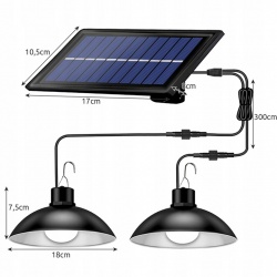 Solarna Lampa 2x Żyrandol Wisząca LED Pilot Zestaw ogrodowa