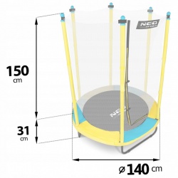 Bezpieczna trampolina ogrodowa dla dzieci batut z siatką 140 cm 4,5ft