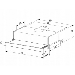 Okap kuchenny teleskopowy podszafkowy 50 cm czarny Berdsen BT-238