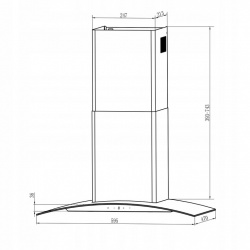 Okap kuchenny 60cm ścienny kominowy LED BT-216 czarny timer