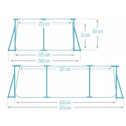 Basen ogrodowy stelażowy 220 x 150 x 60 cm INTEX 28266 różowy