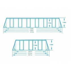 Basen ogrodowy stelażowy 640 x 274 x 132 cm 17w1 Bestway 5612BN