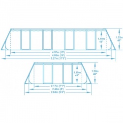 Basen ogrodowy 488 x 244 x 122 cm 12w1 Bestway 56671 prostokątny