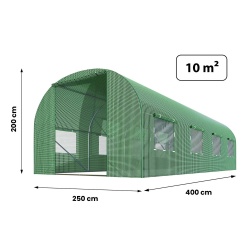 Szklarnia ogrodowa 2,5 x 4 x 2 m 10m2 Plonos tunel foliowy z oknami