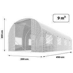 Szklarnia ogrodowa 2 x 4,5 x 2 m 9m2 tunel foliowy ogrodniczy biały