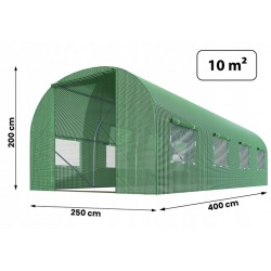 Szklarnia ogrodowa 2,5 x 4 x 2 m 10m2 Plonos tunel foliowy z oknami podwójne drzwi