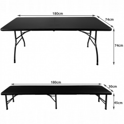 Rozkładany stół cateringowy 180cm + 2 ławki przenoszenie turystyczny