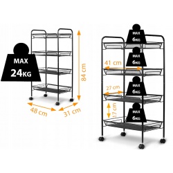 Regał metalowy na kółkach 4 półki do biura Massido MS-620