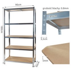 Regał magazynowy 180x90x40cm HQ stal ocynkowana 5 półek