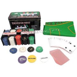 Zestaw do pokera texas hold'em z akcesoriami żetony sukno karty