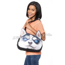 Torba na ramię efekt 3D pies Husky 38x27cm stylowy dodatek nowoczesna