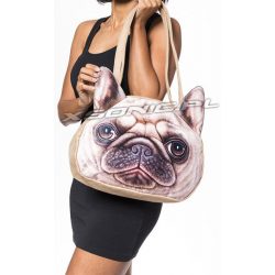 Torba na ramię efekt 3D piesek Mops 38x27cm nowoczesny design zabawny wzór