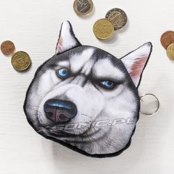 Portfel portmonetka saszetka 3D wilczur husky jak żywy niebieskie oczy