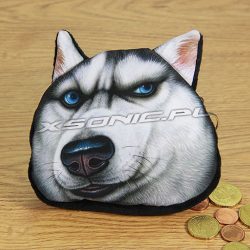 Portfel portmonetka saszetka 3D wilczur husky jak żywy niebieskie oczy