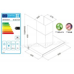 Okap kuchenny kominowy Berdsen 60 cm INOX z oświetleniem LED wyświetlacz