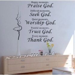 Naklejka dekoracyjna na ścianę czarny napis PRAISE GOD