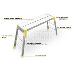 Aluminiowa platforma robocza podest składany 100 x 30 cm domu i ogrodu