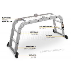 Drabina pzegubowa - platforma 4x2 aluminiowa