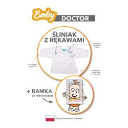 Baby doctor śliniak z rękawami fartuch lekarski ramka do zdjęć