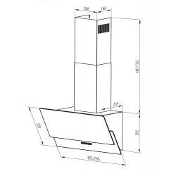 Okap kuchenny kominowy 60 cm czarny Berdsen BT-211 oświetlenie szklany front