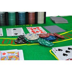 Zestaw do pokera texas hold'em z akcesoriami żetony sukno karty