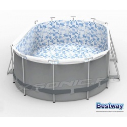 Basen ogrodowy stelażowy 424 x 250 x 100 cm owalny 11w1 Bestway 56620