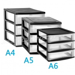 Organizer A4 plastikowa szafka modułowa 3 szuflady duże czarna lub biała