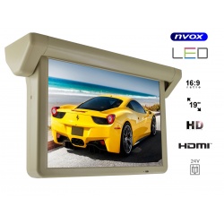 Monitor podwieszany LED HD 19 cali marki NVOX podsufitowy automatycznie opuszczany ekran HDMI VIDEO-IN zasilanie 24V