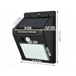 Lampa solarna ścienna 20 diod LED czujnik zmierzchu oraz ruchu