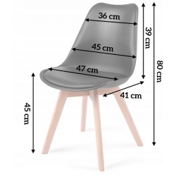 Krzesło skandynawskie oparcie tworzywo miękkie siedzisko i dębowe nogi
