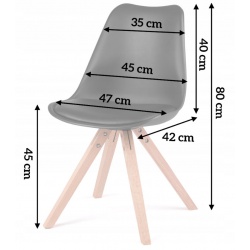 Krzesło skandynawskie do kuchni miękkie siedzisko dębowe nogi 2 kolory