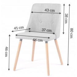 Krzesło skandynawskie tapicerowane siedzisko oparcie drewniane nogi szare