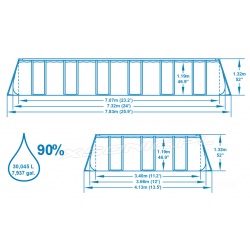 Basen ogrodowy 732 x 366 x 132 cm Bestway stelażowy 12w1 56474