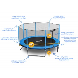 Trampolina ogrodowa 14ft 435 z zewnętrzną siatką ochronną drabinka GRATIS