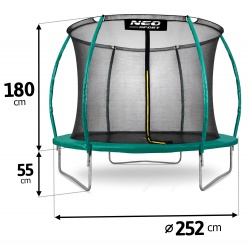 Trampolina ogrodowa 8ft/252cm z siatką profilowane słupki drabinka