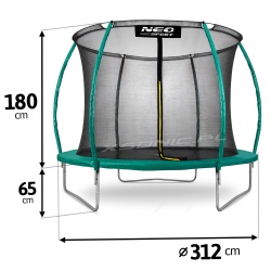 Trampolina ogrodowa 10ft 312cm z siatką profilowane słupki drabinka