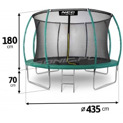 Trampolina ogrodowa 14ft/435cm z siatką profilowane słupki drabinka