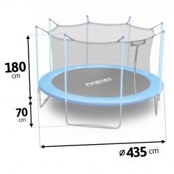 Trampolina ogrodowa 14ft 435cm dla dzieci siatką wewnętrzną drabinka