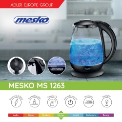 Duży elektryczny czajnik szklany Mesko MS 1263 pojemność 1,7L