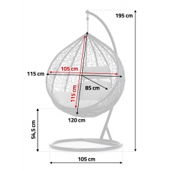 Pokrowiec na fotel wiszący Havana na stelażu kosz kula ogrodowy gniazdo z poduszkami