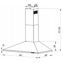 Okap kuchenny kominowy 60 cm ścienny INOX matowy rura filtr osłona