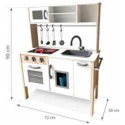 Kuchnia drewniana dla dzieci retro kran zlew piekarnik naczynia