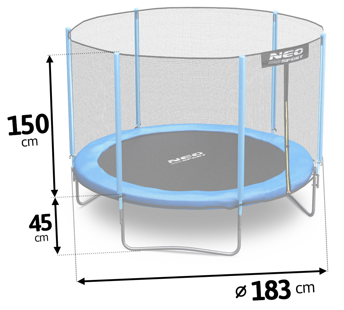 Trampolina ogrodowa 6ft/183cm z siatką zewnętrzną drabinka dla dzieci