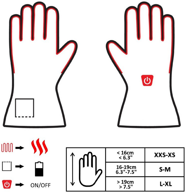 Ogrzewane rękawice GEG GLOVii grzejące z akumulatorem uniwersalne ciepłe i wygodne